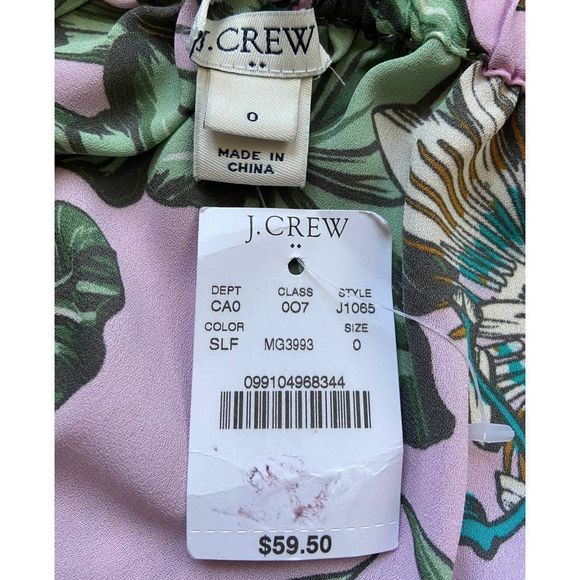 NWT J. Crew Multicolor Fauna Print Strappy Tassel Cold Shoulder Top Size 0 - Picture 4 of 8